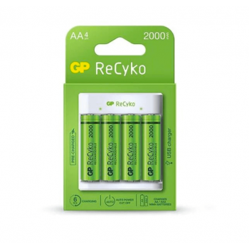 GP Recyko Charger + 4 x 2100mAh battery